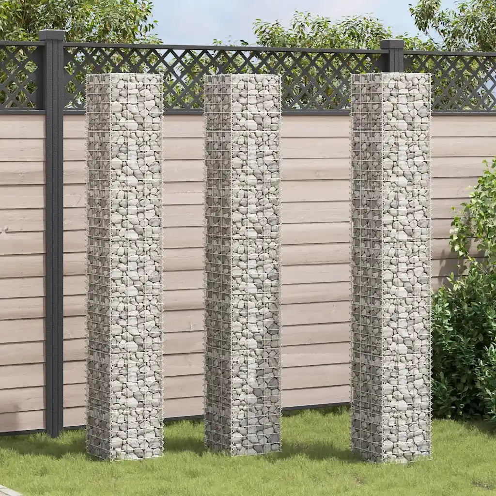 Fioriere | Cassetta per fiori | Vaso Rialzate a Gabbione 3 pz 30x30x200 cm in Ferro