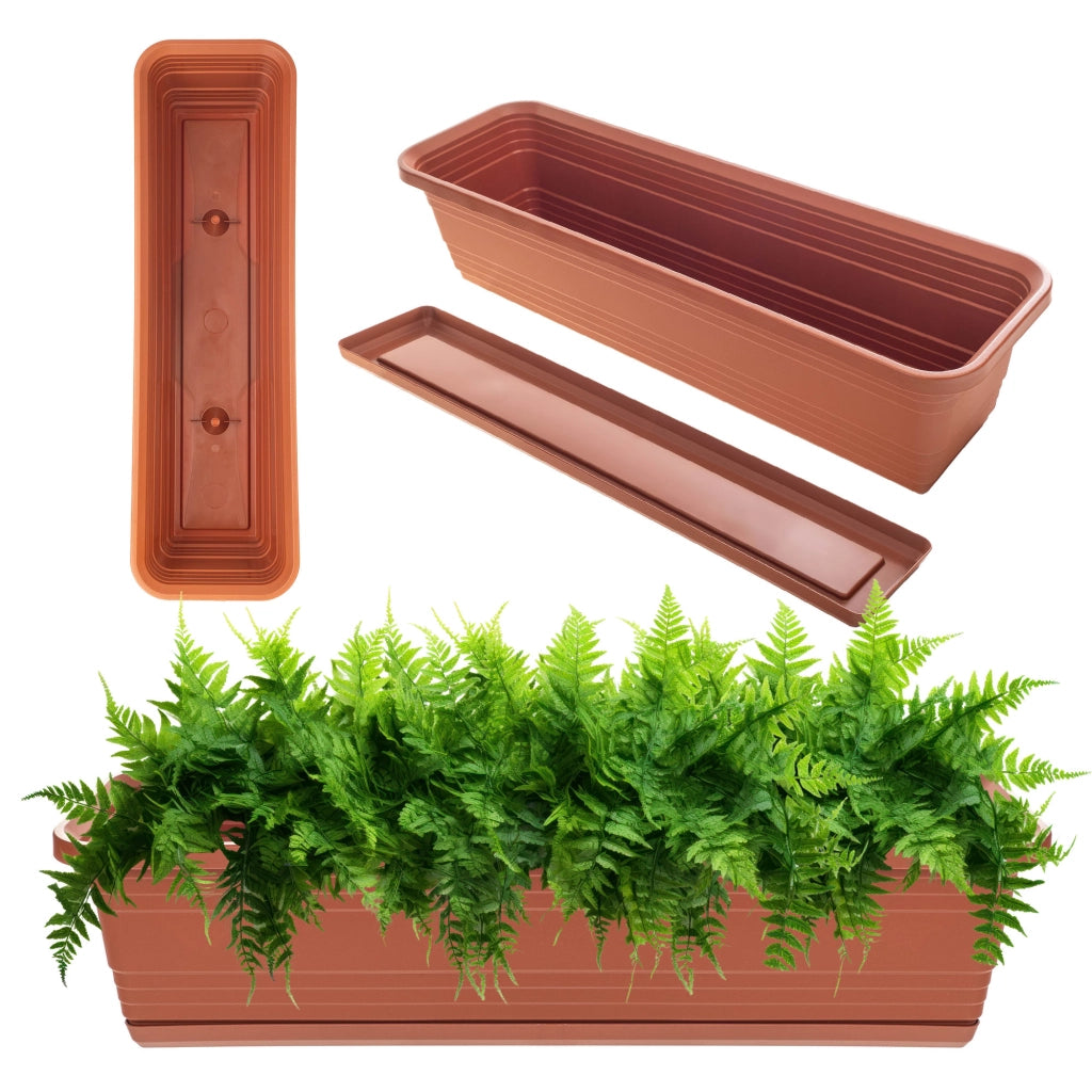 Vaso da fiori per balcone KADAX, 60 cm + sottovaso rosso mattone