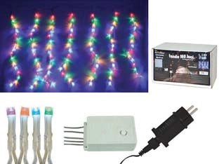 TENDA 160 LED MULTICOLOR PER ESTERNO CON GIOCO LUCI  mt.3 + 1,8 x 0,7  10 fili