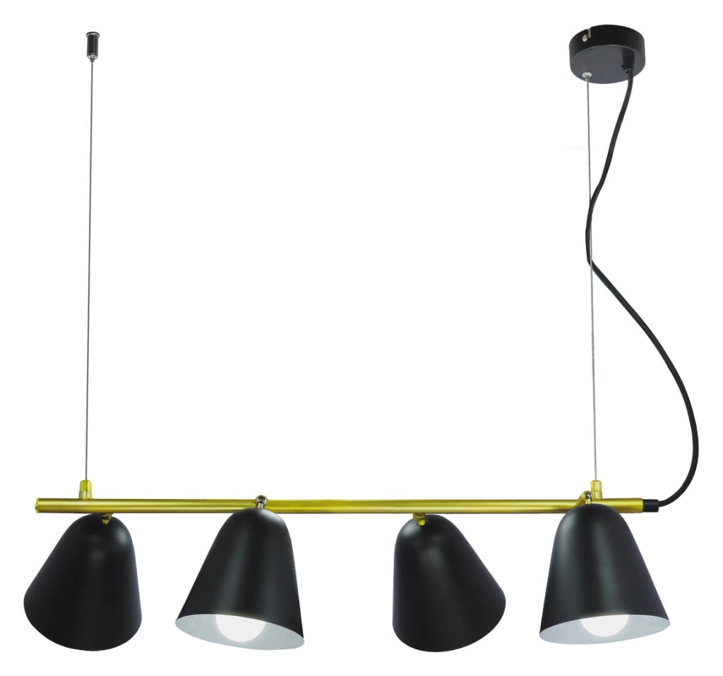 Lampadario Rabalux Alder 4 luci E14 nero industriale