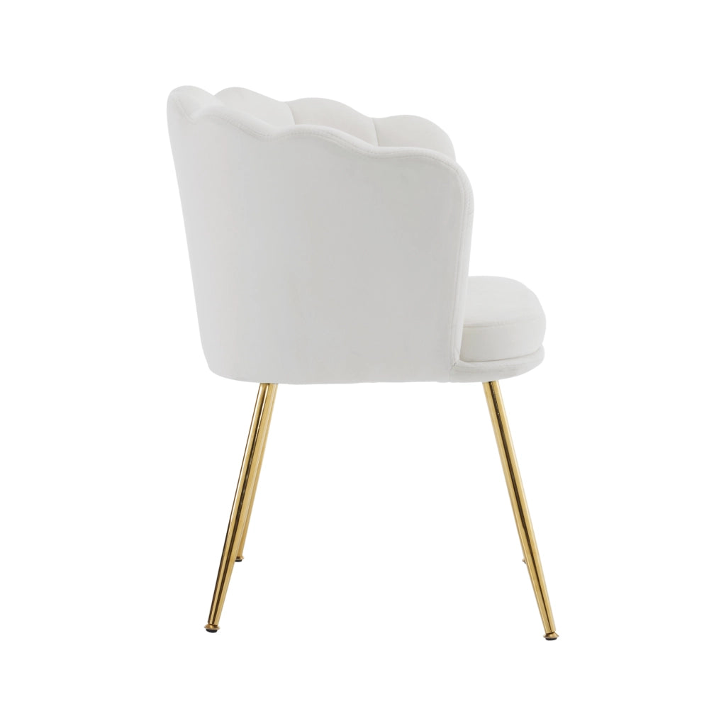 Poltrona con Cuscino Farfalla e Schienale a Petali, Design Ergonomico, in Velluto, Beige