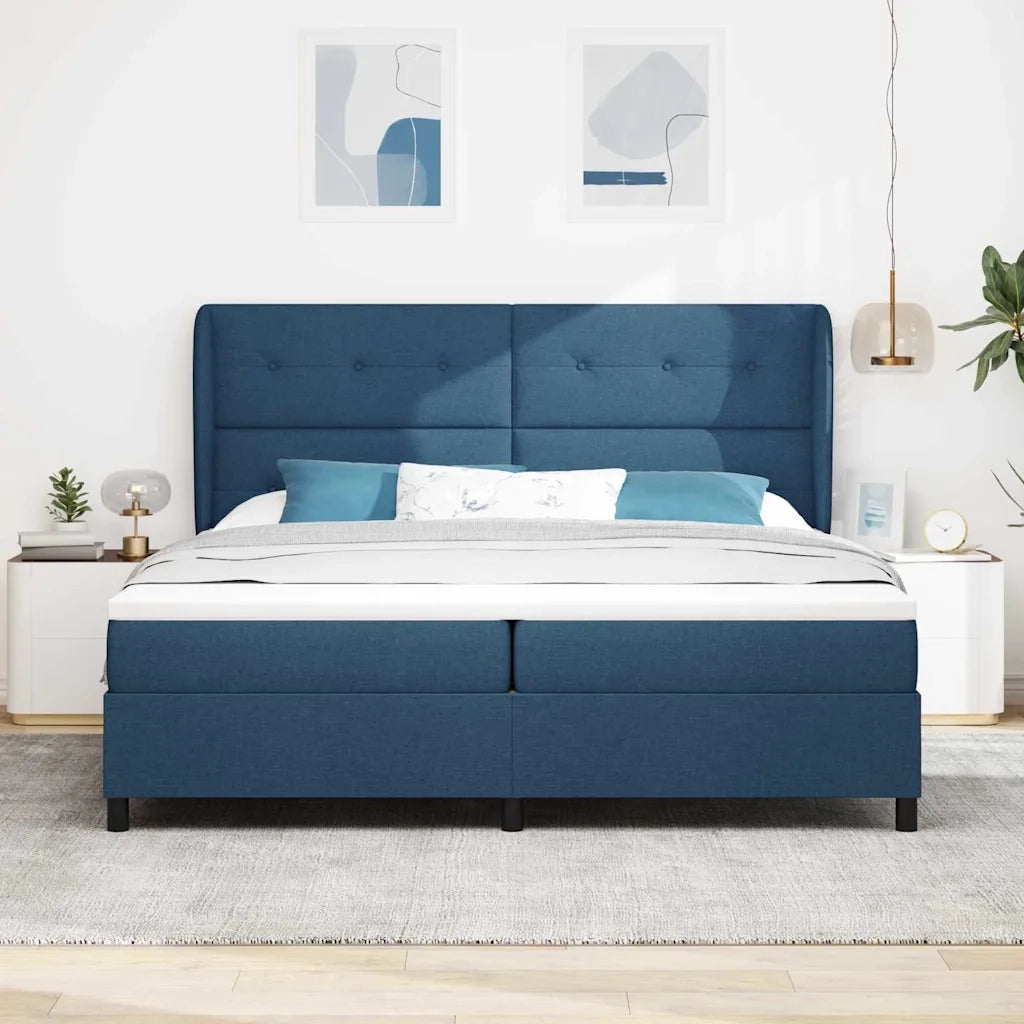 Letto a molle con materasso Blu 200 x 200 cm Tessuto 3340591