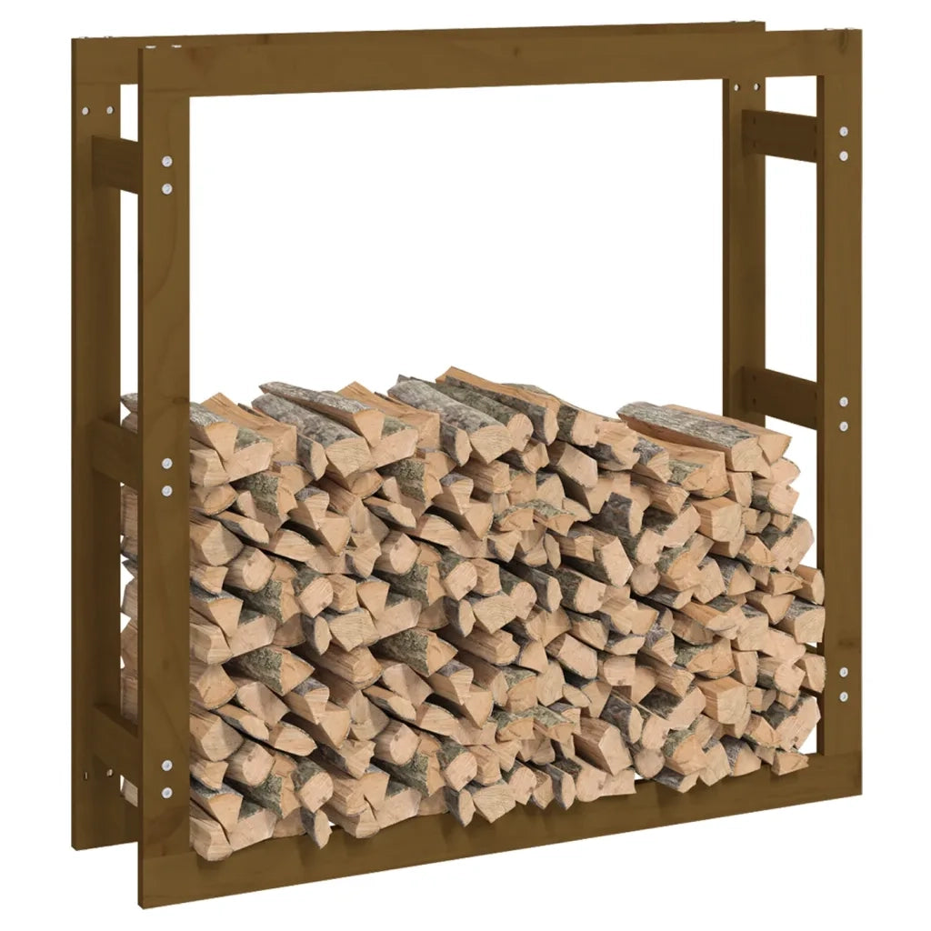 Portalegna Marrone Ambra 100x25x100cm Legno Massello di Pino 822425