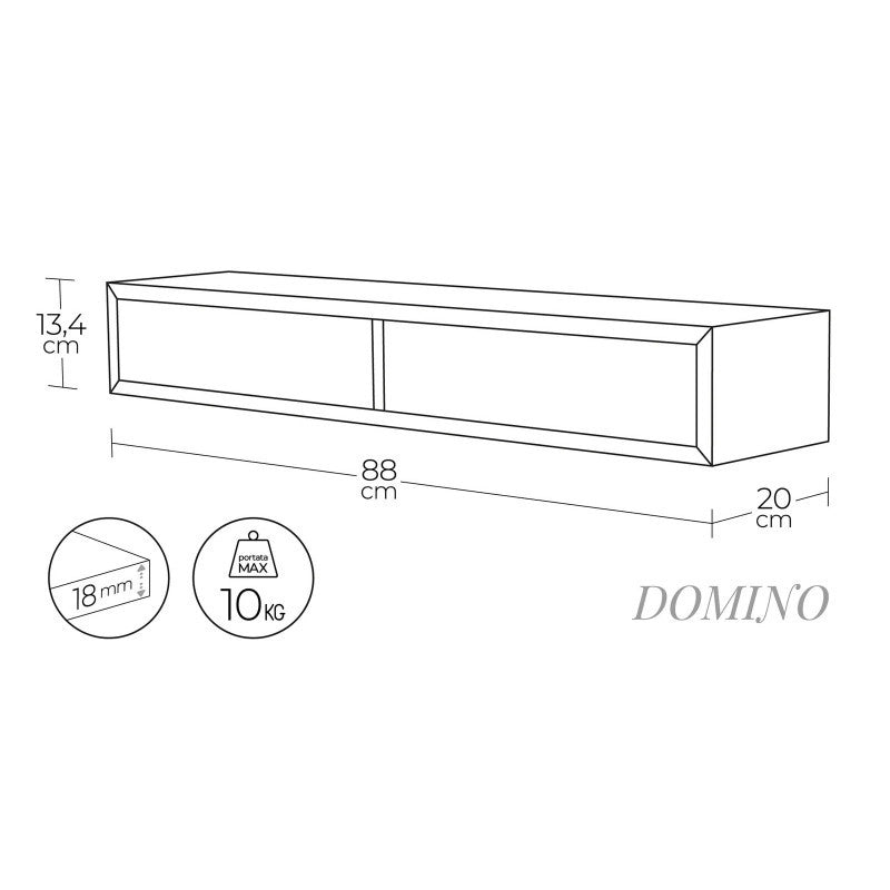 Mensola da Muro con Cassetto, Comodino Sospeso, Mensola da Parete, 88,2x13,4 p20 cm, Bianco - Made in Italy