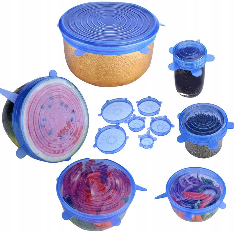 Set di Coperchi Universali in Silicone – 6 Pezzi | Resistente a Temperature Estreme | Adatto per Microonde e Congelatore
