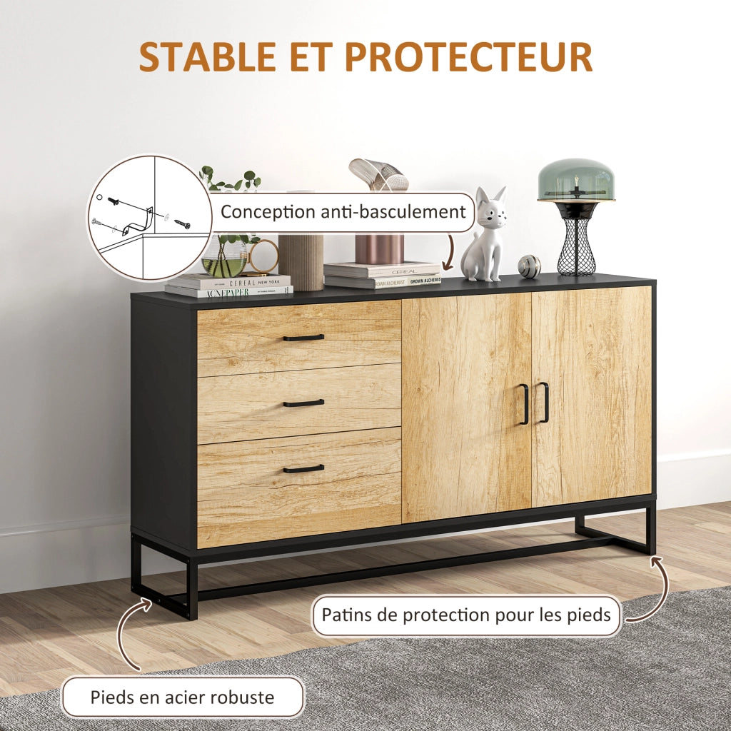 Buffet con 3 cassetti e ripiano regolabile ¨C Minimal ¨C acciaio, alluminio