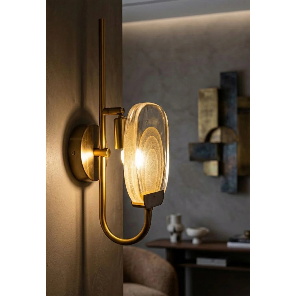 Lampada a Parete VKH68, Oro, Metallo, 15x14x38 cm