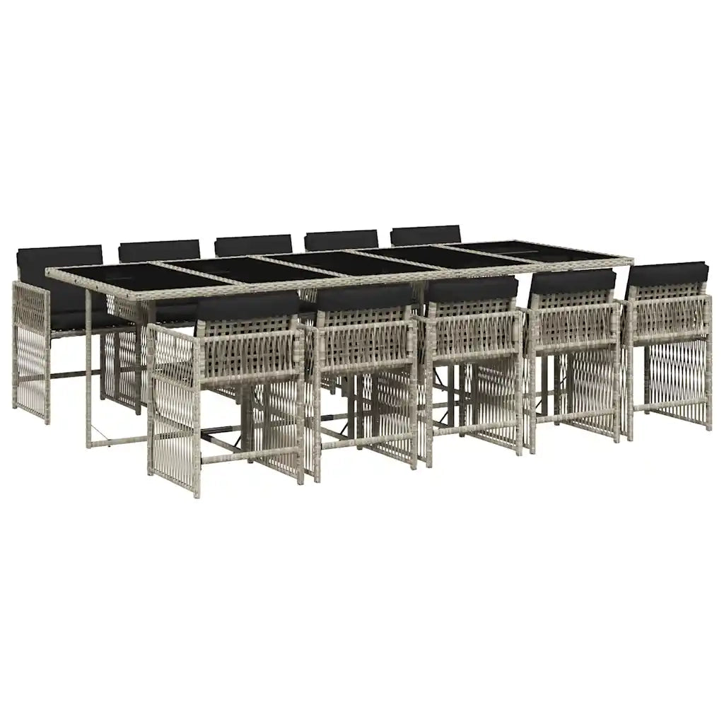 Set Pranzo Giardino 11pz con Cuscini Grigio Chiaro Polyrattan 3211655