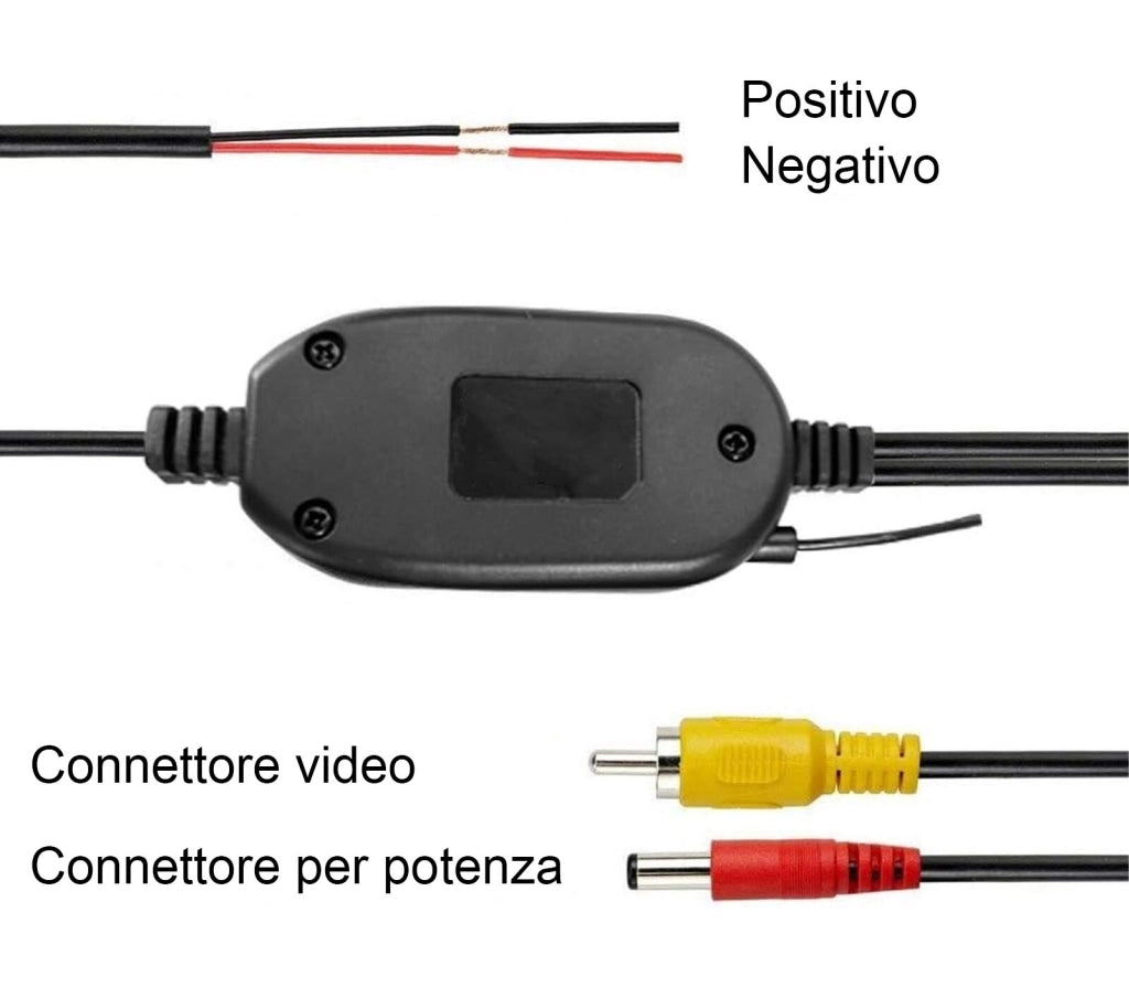 KIT RCA TRASMETTITORE RICEVITORE VIDEO WIRELESS PER TELECAMERA RETROMARCIA