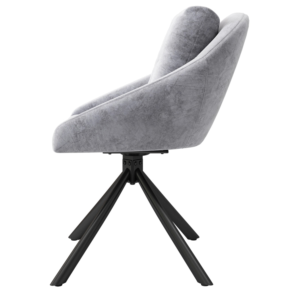 SEDIA Girevole 360° in Velluto Grigio Set da 2 pezzi