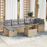 Set Divano da Giardino con cuscino 8 pcs Beige Poly Rattan 3361019