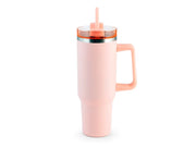 Mug termico rosa in acciaio con cannuccia lt 1.2
