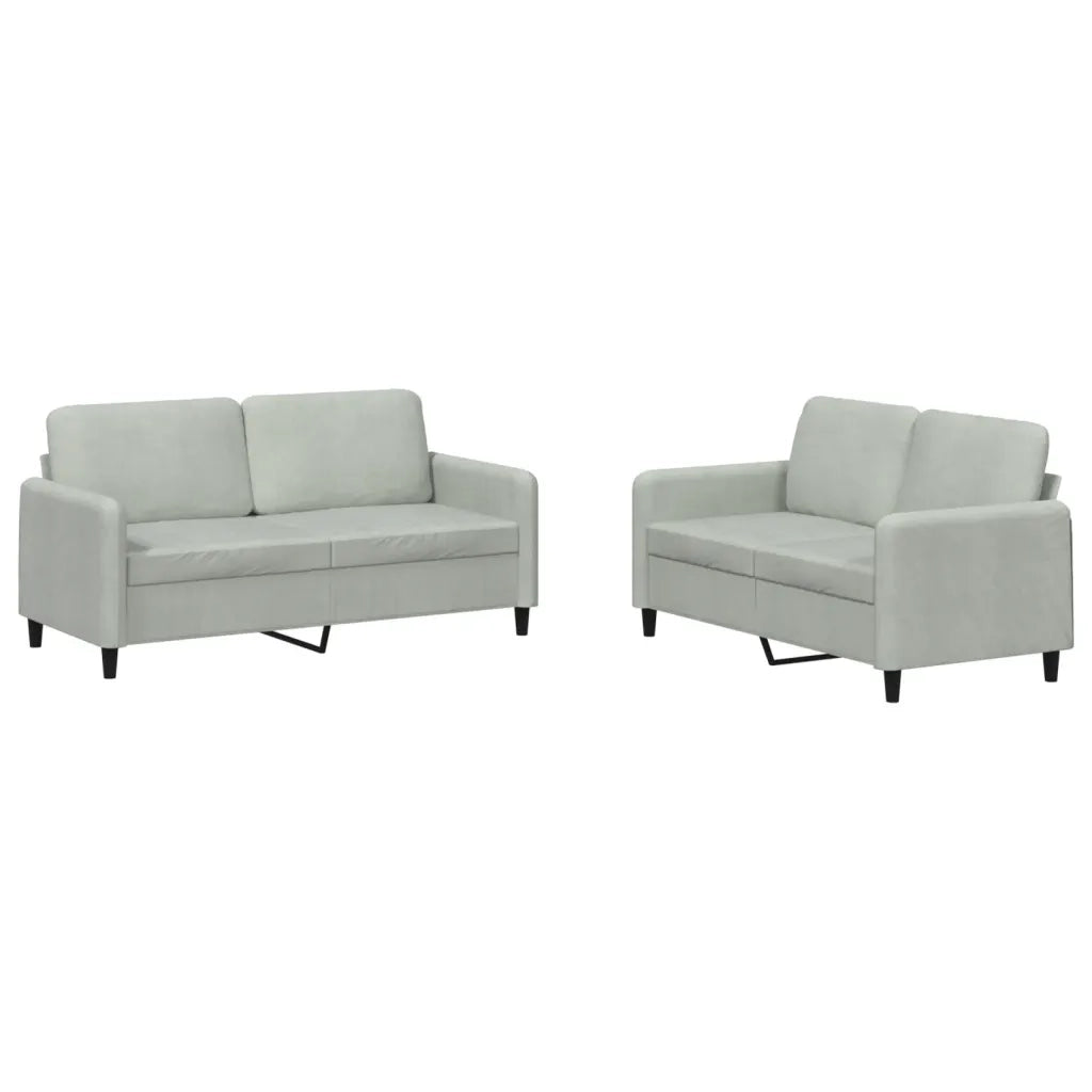Set di Divani 2 pz Grigio Chiaro in Velluto