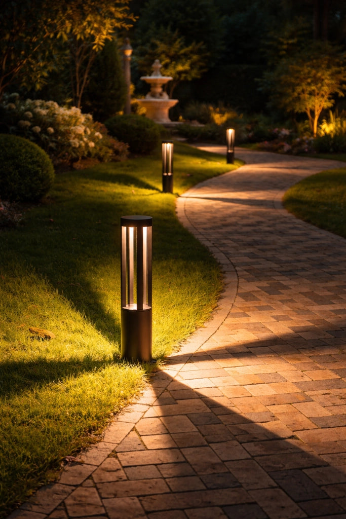 Lampioncino LED da Giardino 60 cm 12W 600LM Luce Calda 3000K IP65 Paletto Luminoso da Esterno in Alluminio per Vialetti Giardino Cortile Illuminazione Moderna Nero