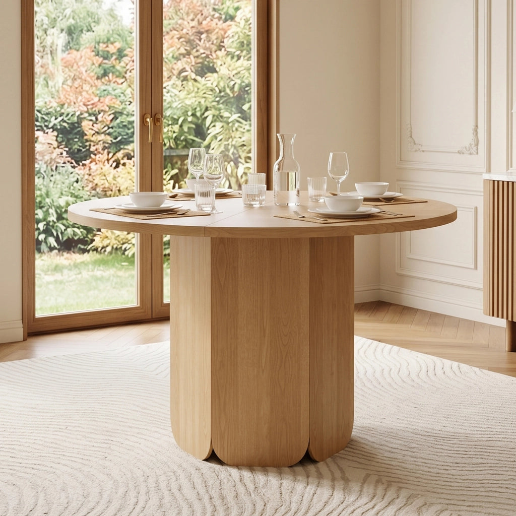 TAVOLO ROTONDO DA PRANZO 120 cm MDF Rovere per 4-6 persone