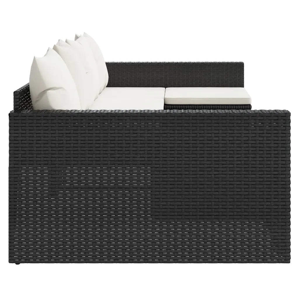 Set da Giardino 2 pz | Set Salotto da Giardino con Cuscini Nero in Polyrattan