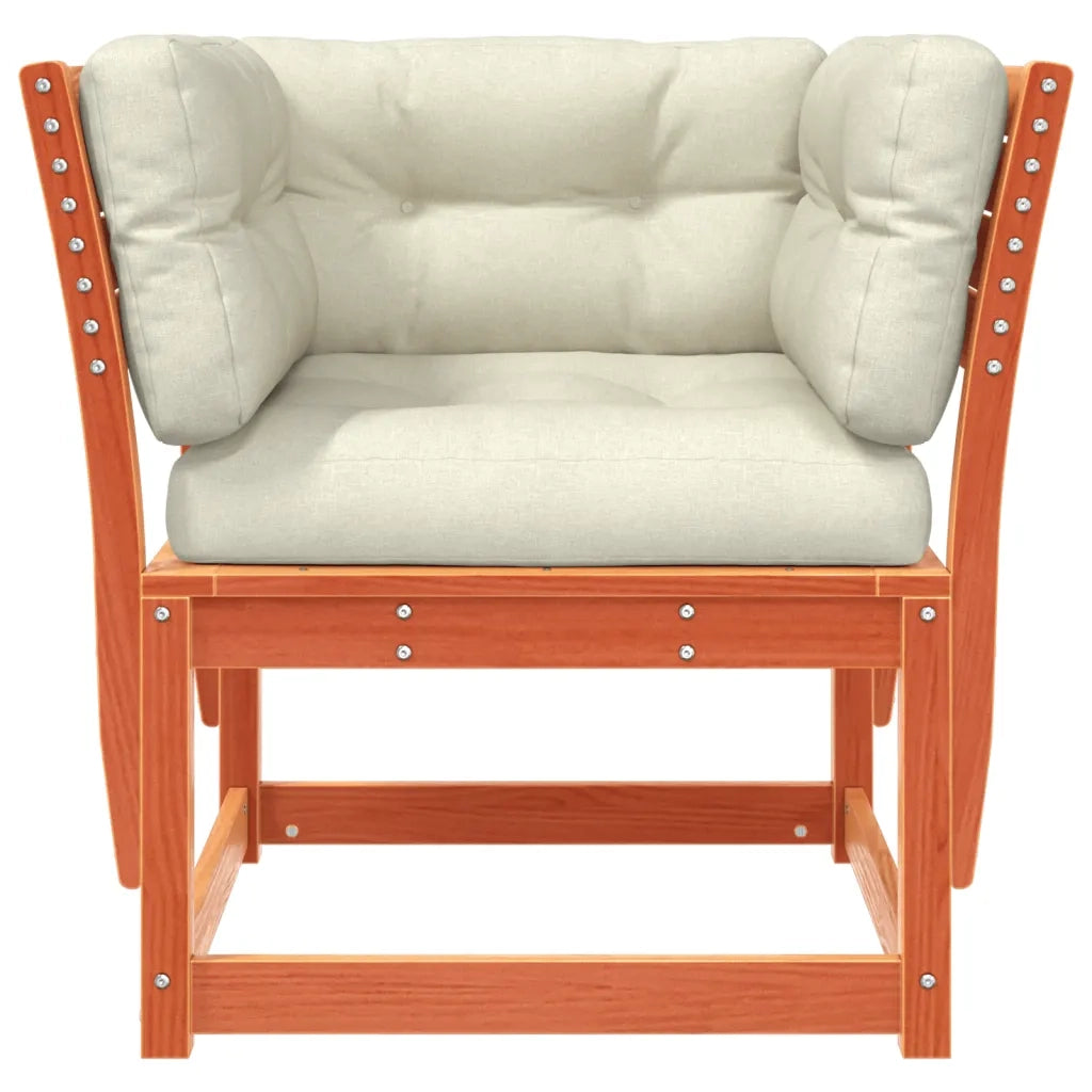 Divano Giardino Braccioli con Cuscini-Sofa da Giardino-Divanetto da esterno Marrone Cera di Pino