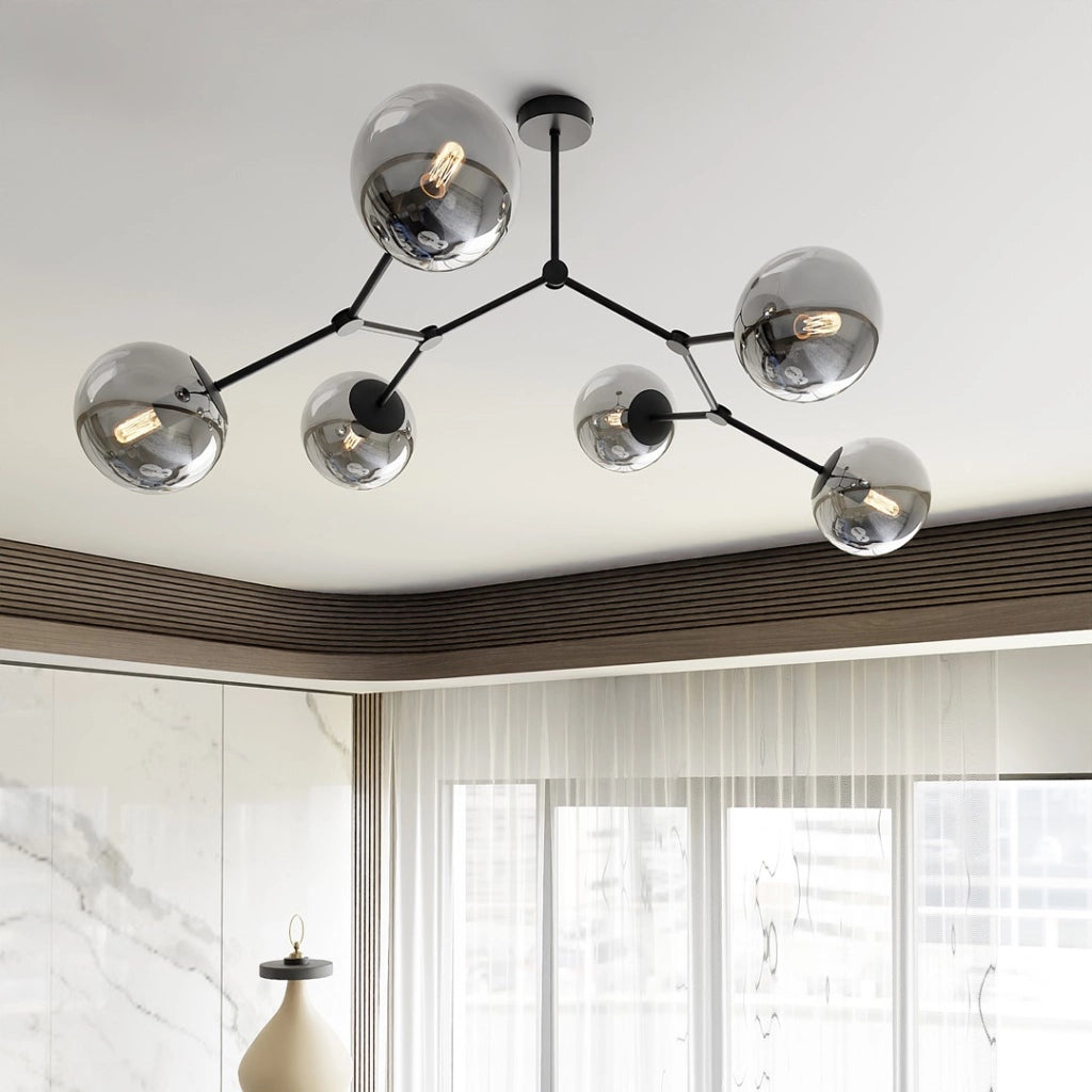 Lampadario Emibig SPACE 6xE14 vetro nero/cromo 108cm