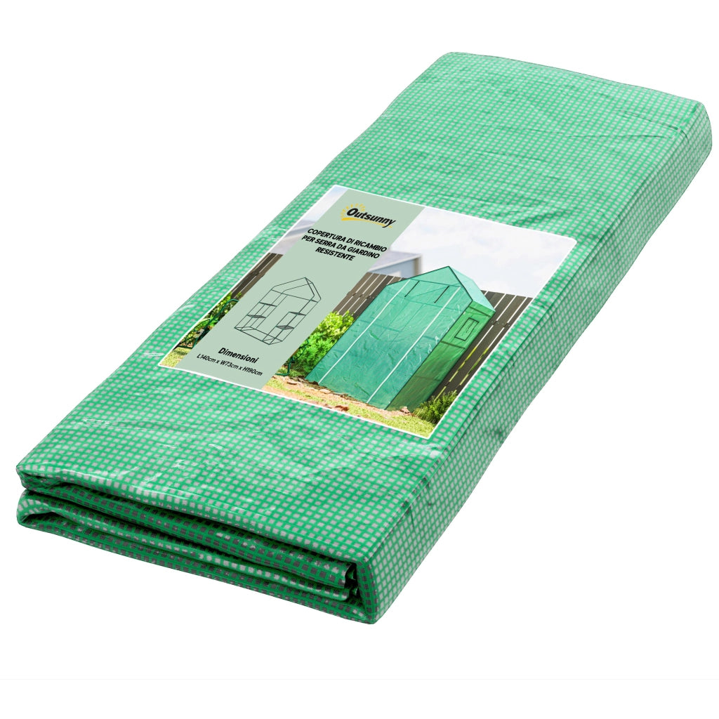 Copertura PE per Serra da Giardino con Porta a Cerniera e Finestre. 140x73x190cm. Verde
