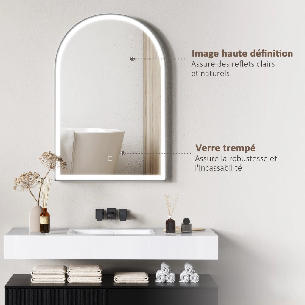 Specchio LED da Bagno ¨C zephmum ¨C 90x60cm Bianco Grigio Nero