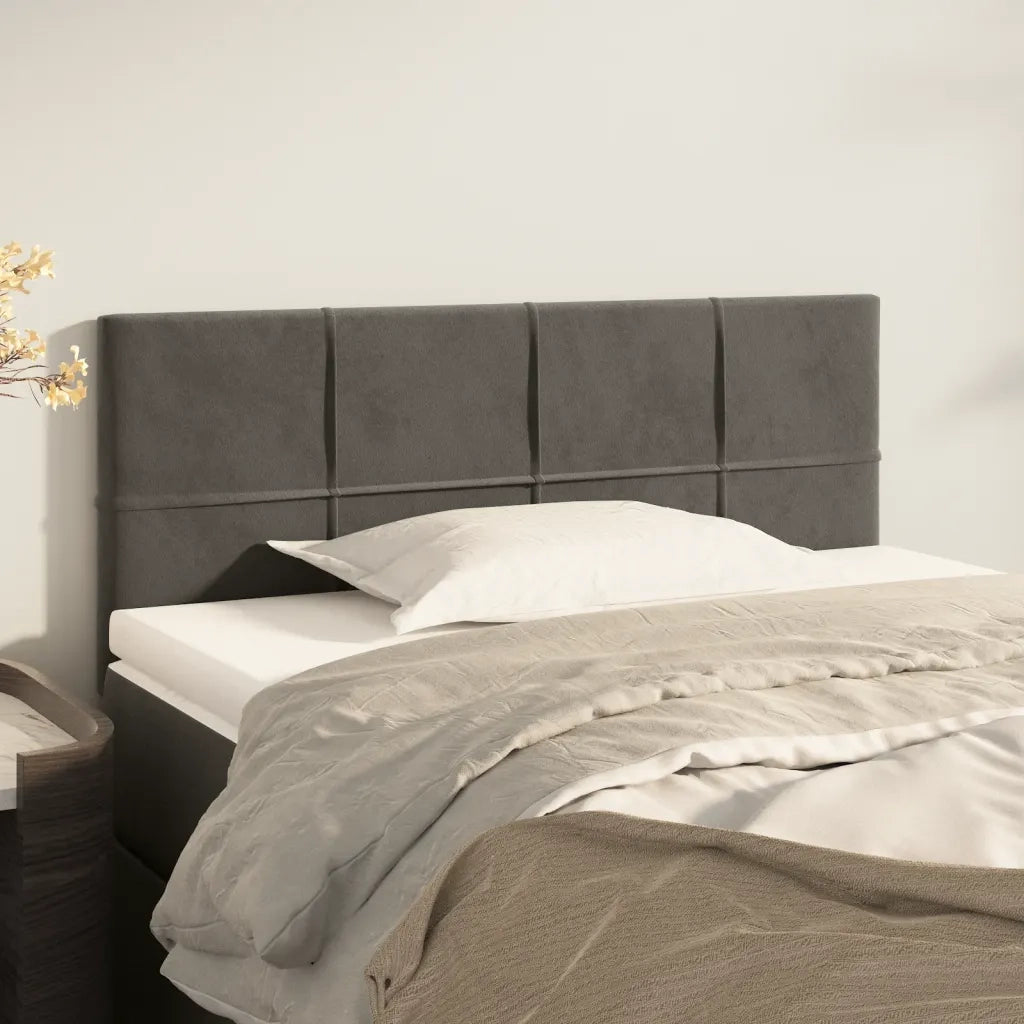 Testiera-Testata Decorativa Grigio Scuro 100x5x78/88 cm in Velluto 939747