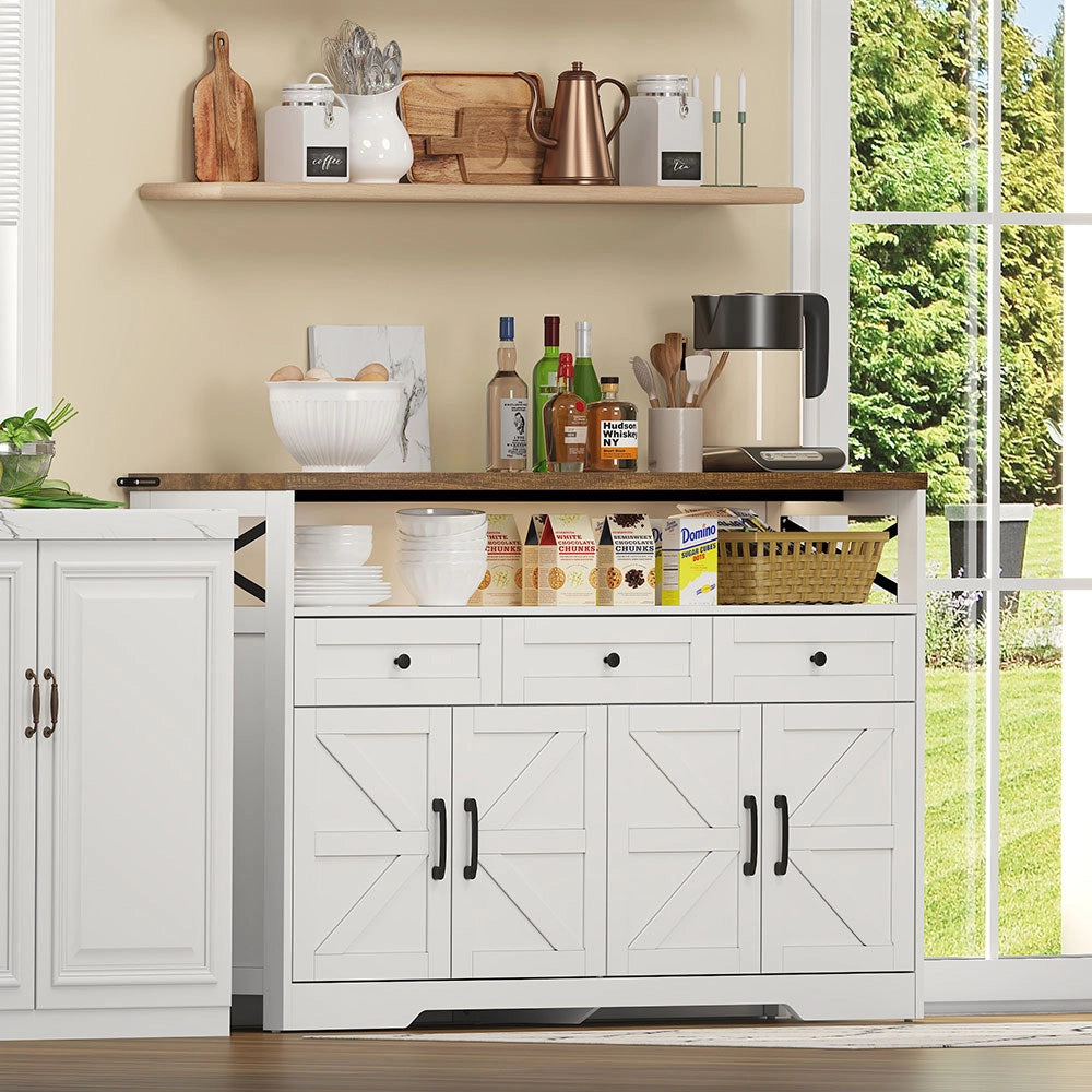 Buffet rustico - Xylo - 140cm 3cass porte bianco/marrone