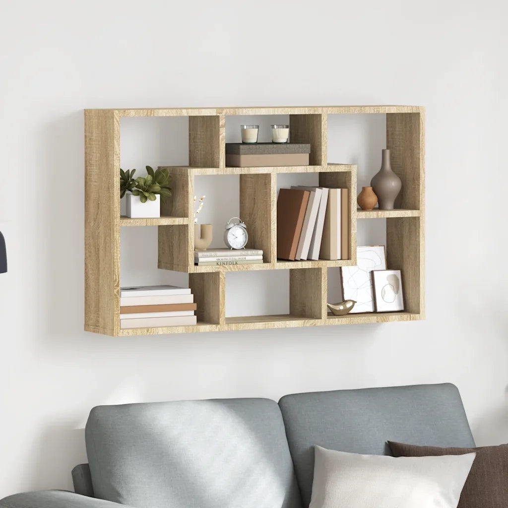 Mensola a Muro Rovere Sonoma 85x16x52,5 cm in Legno Multistrato 801421