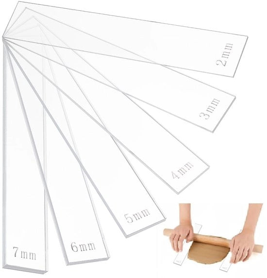 Set di Guida per Fissaggio a Profondità 12 Pezzi - Rotolatore di Gesso Adattabile - Guida in Acrilico - 6 Misure 2/3/4/5/6/7 mm - Translucido - Incluso Film Protettivo - Rotolatore di Gesso