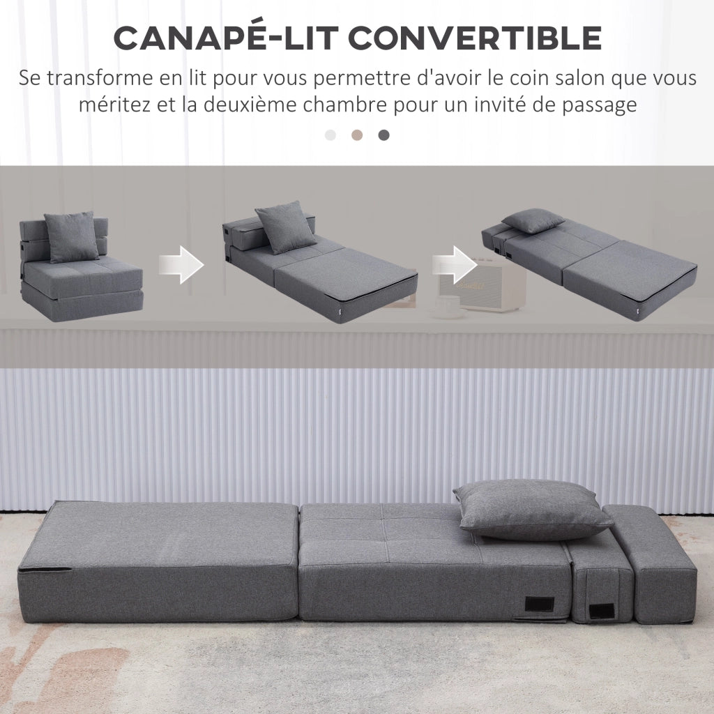 Poltrona letto convertibile 1 posto ¨C Xylo ¨C Tessuto grigio con cuscino sfoderabile