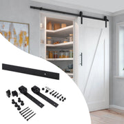 Kit di ferramentaper porta scorrevole appesa in legno Barn, con chiusura soft, pannelli non inclusi, Acciaio e Tecnopl..
