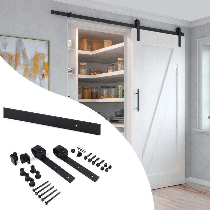 Kit di ferramentaper porta scorrevole appesa in legno Barn, con chiusura soft, pannelli non inclusi, Acciaio e Tecnopl..