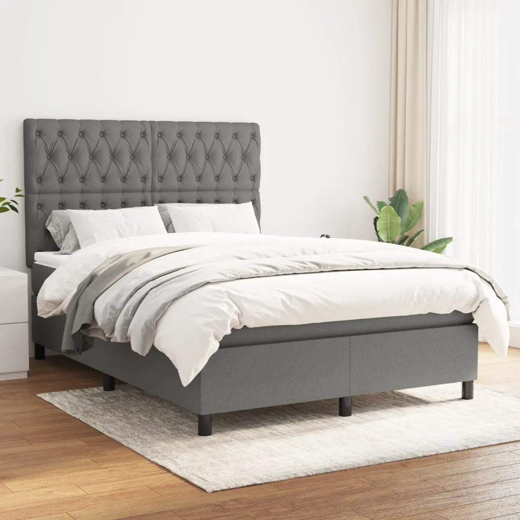 Giroletto a Molle con Materasso Grigio Scuro 140x200cm Tessuto 3142018