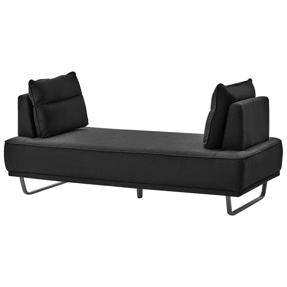 Divano a 3 posti in tessuto Divano nero Gambe in ferro Tessuto intrecciato Schienale regolabile Moderno