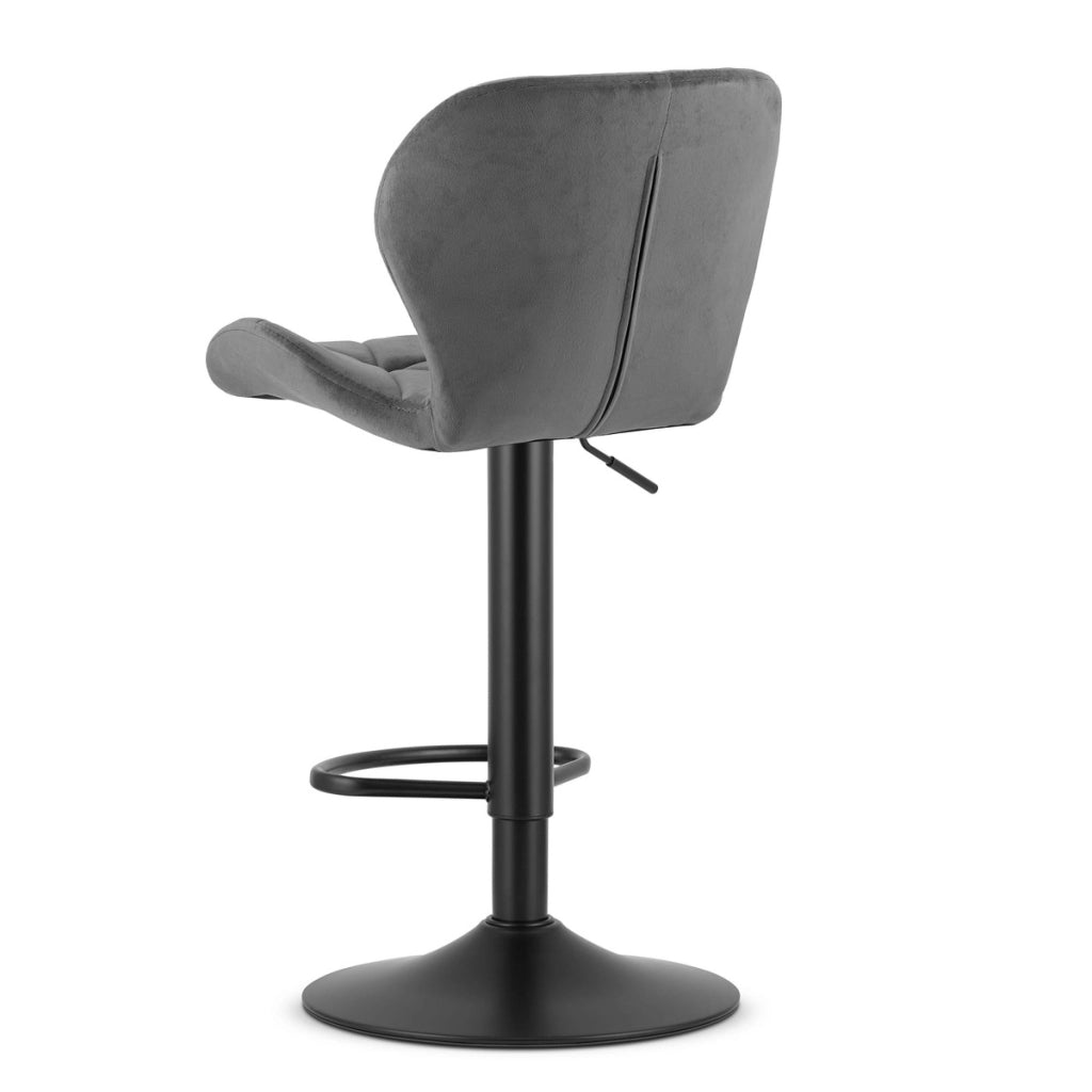 Sgabello da bar West in velluto grigio con base nera