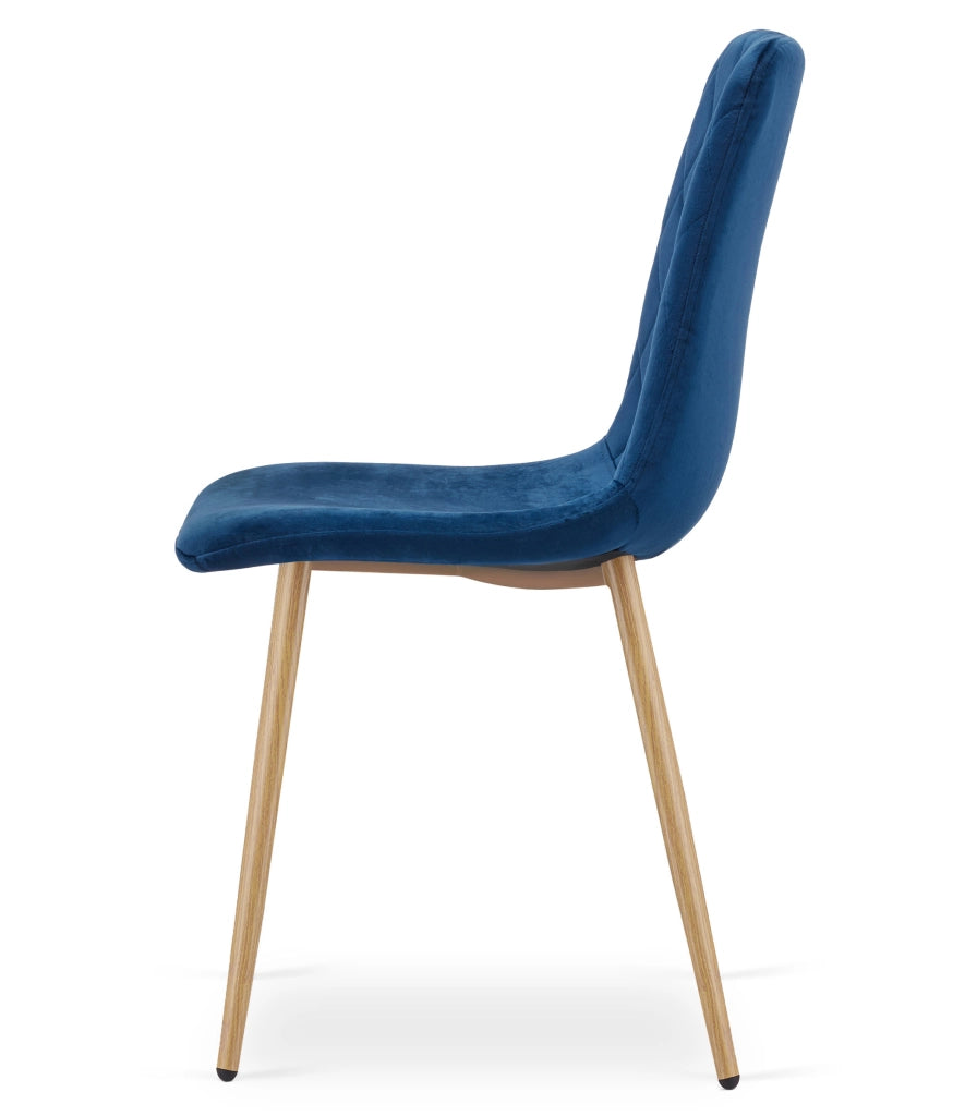 Sedia VALORA TURIN - Velluto blu navy con gambe in legno x 4