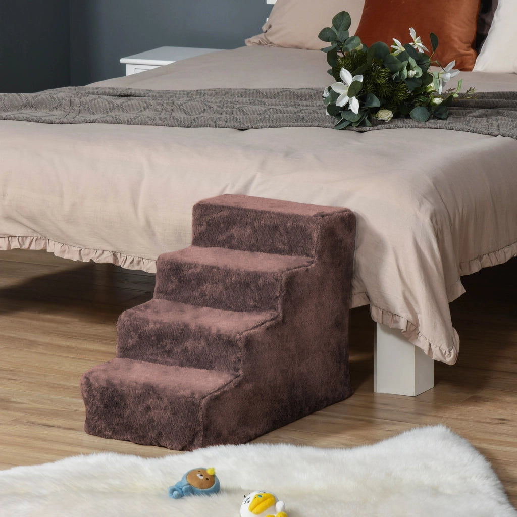 Letto per Cane con Scalinata ¨C Minimal ¨C 60x35x44 cm Marrone Lavabile