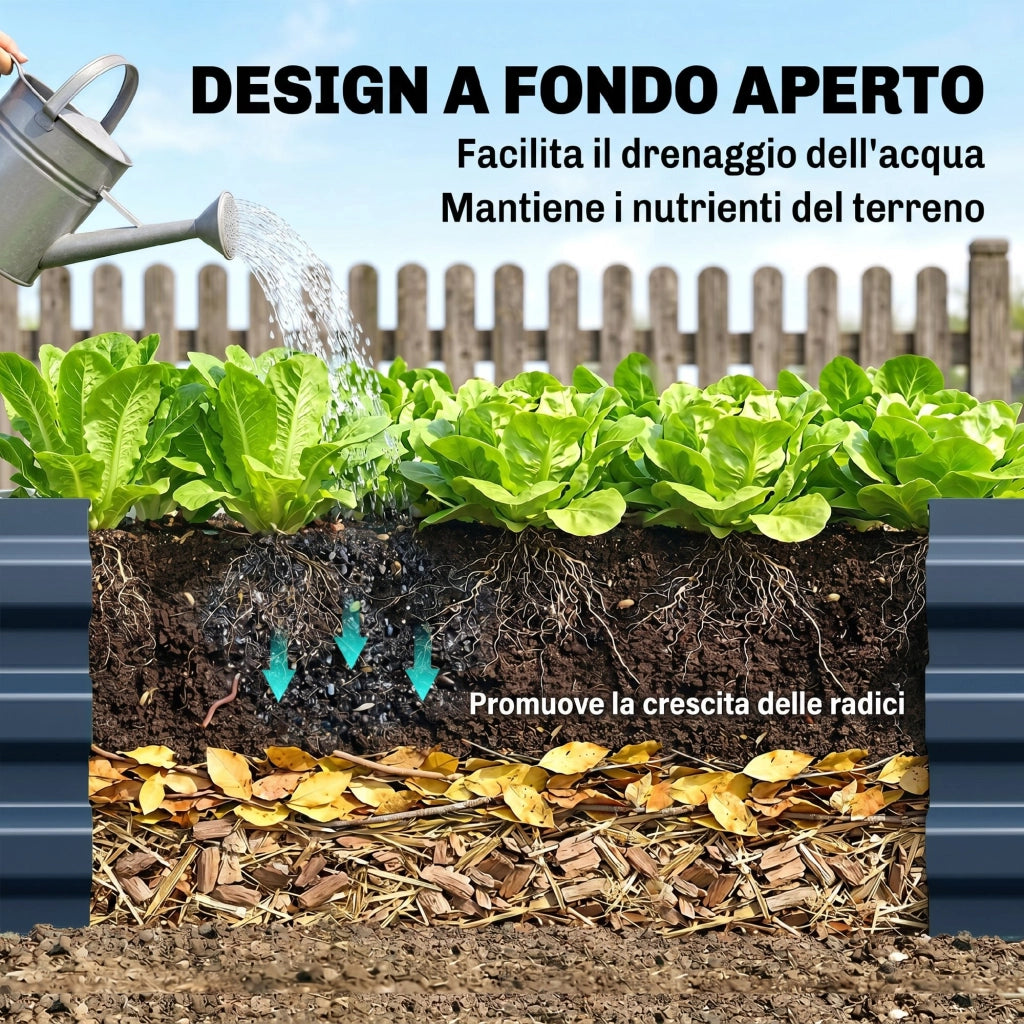 Letto Rialzato in Metallo per Orto ¨C Zephmum ¨C 241x90,5x30cm