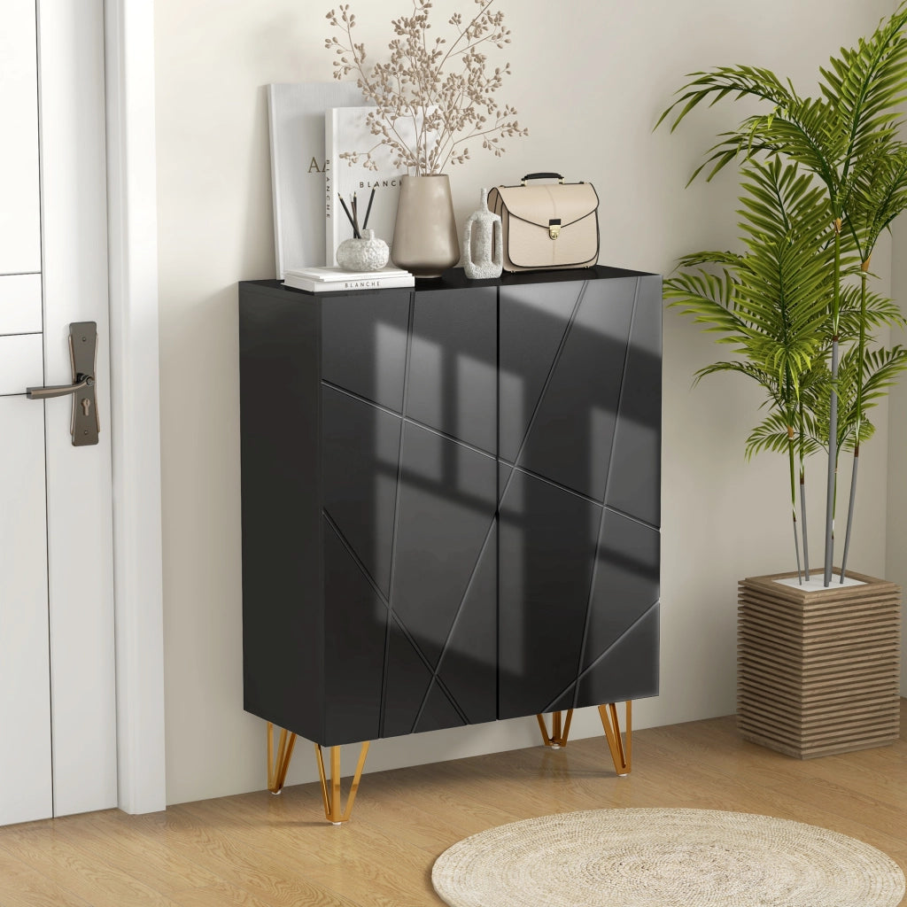 Scarpiera Moderna con Ripiani Regolabili ¨C Minimal ¨C Nero