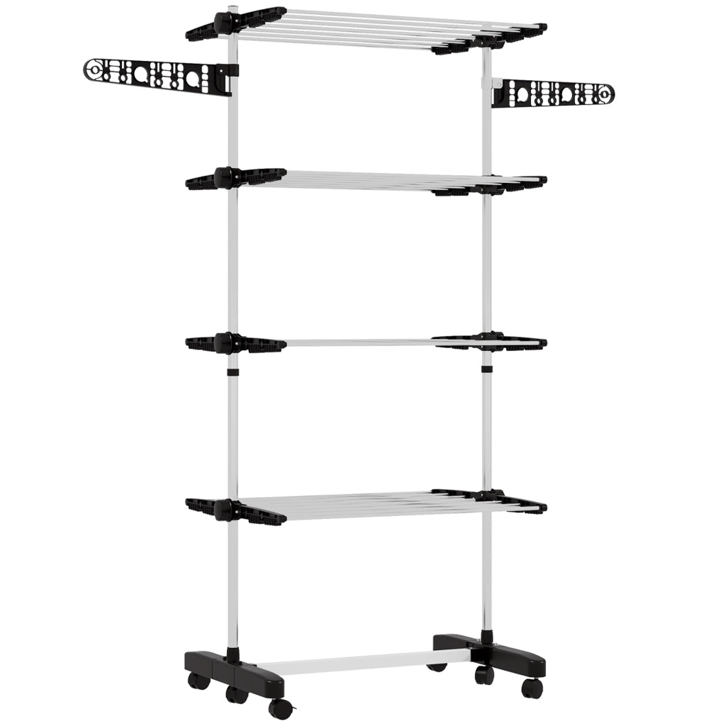 Cestello Verticale 4 Livelli con Ruote ¨C Minimal ¨C Nero e Argento