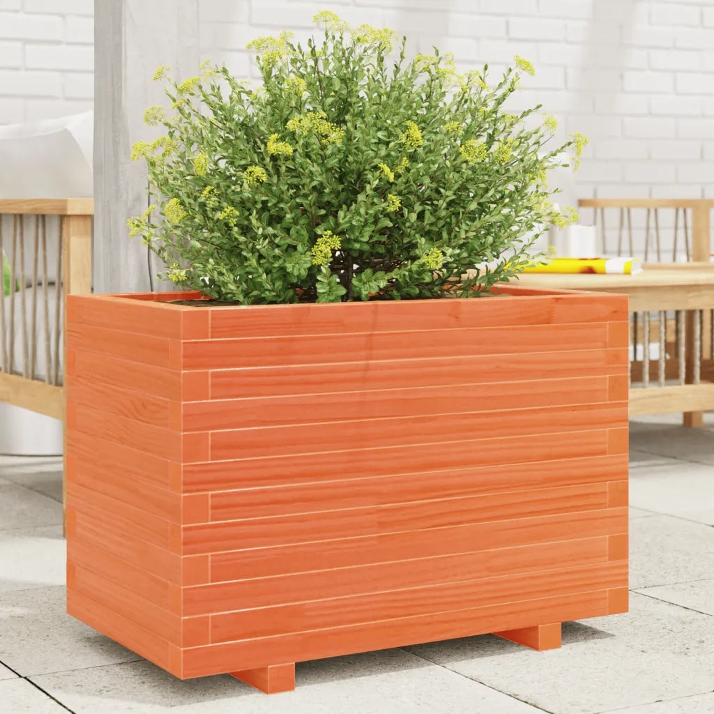 Fioriera Giardino-Vaso da Esterno-Contenitore per Piante Marrone Cera 70x40x49,5cm Legno Massello Pino 871195