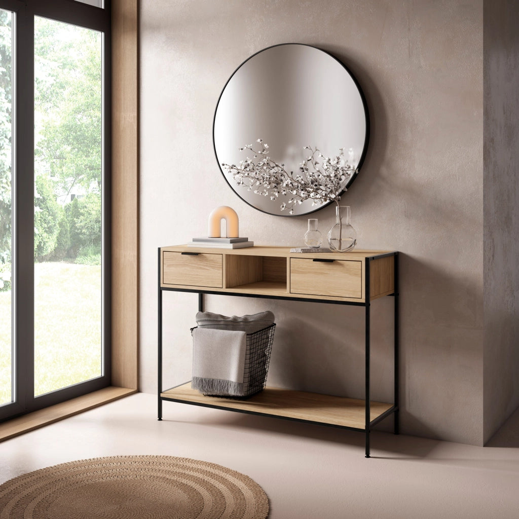 Console da ingresso Hispanohogar finitura rovere e grafite 80x100x36