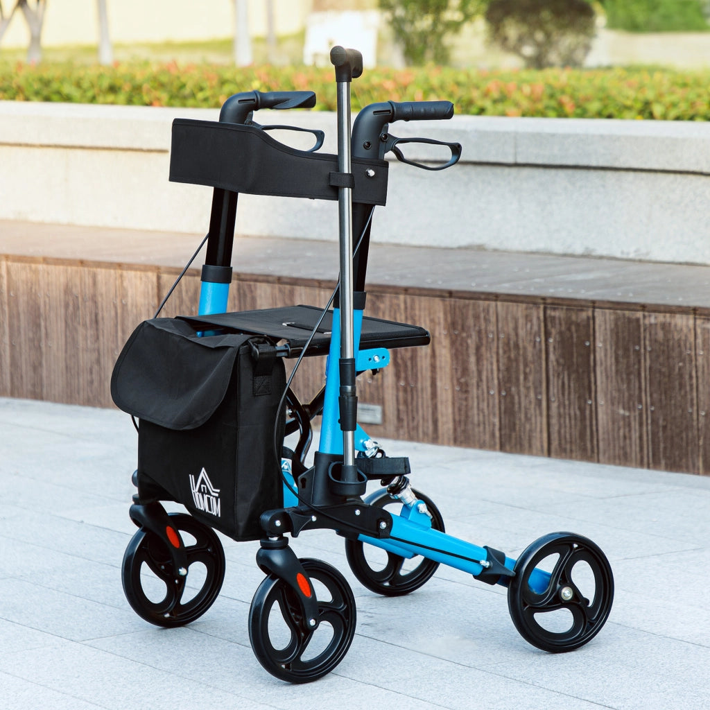 Deambulatore Pieghevole con Sedile e Ruote ¨C Minimal ¨C Altezza Regolabile, Blu e Nero