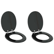 Sedile per toilette con chiusura morbida 2 pcs Nero 44 x 38 cm 3414530
