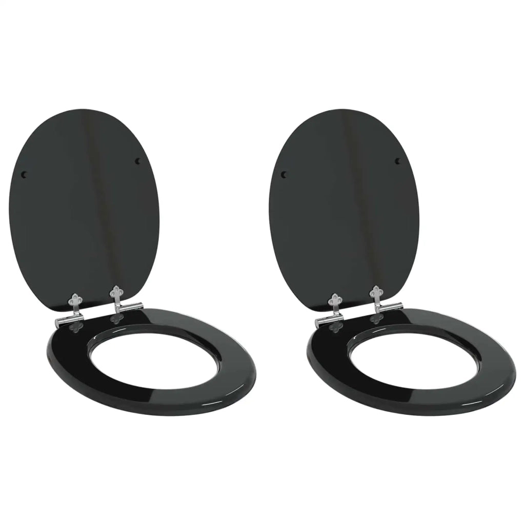 Sedile per toilette con chiusura morbida 2 pcs Nero 44 x 38 cm 3414530