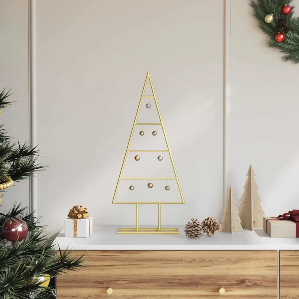 Albero di Natale | Decorazioni natalizie in metallo con supporto Oro 60 cm