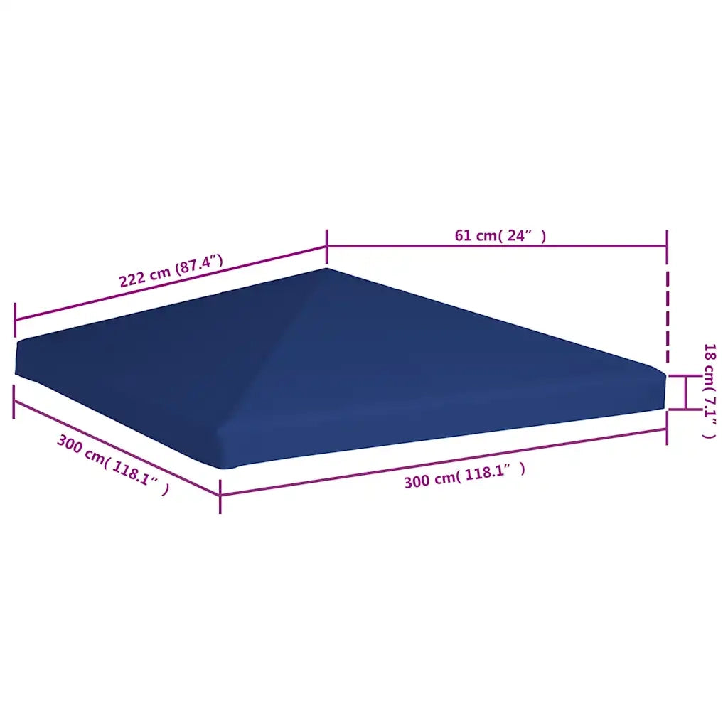 Copertura Superiore per Gazebo 310 g/m² 3x3 m Blu 44782