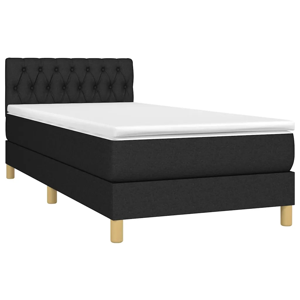 Letto a Molle con Materasso e LED-Struttura Letto con Materasso Nero 90x200 cm in Tessuto 978662