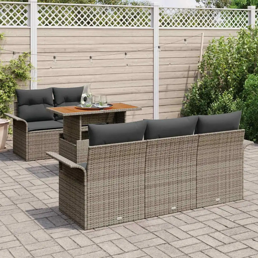 Set Divano da Giardino con cuscino 6 pcs Grigio polyrattan 3349271