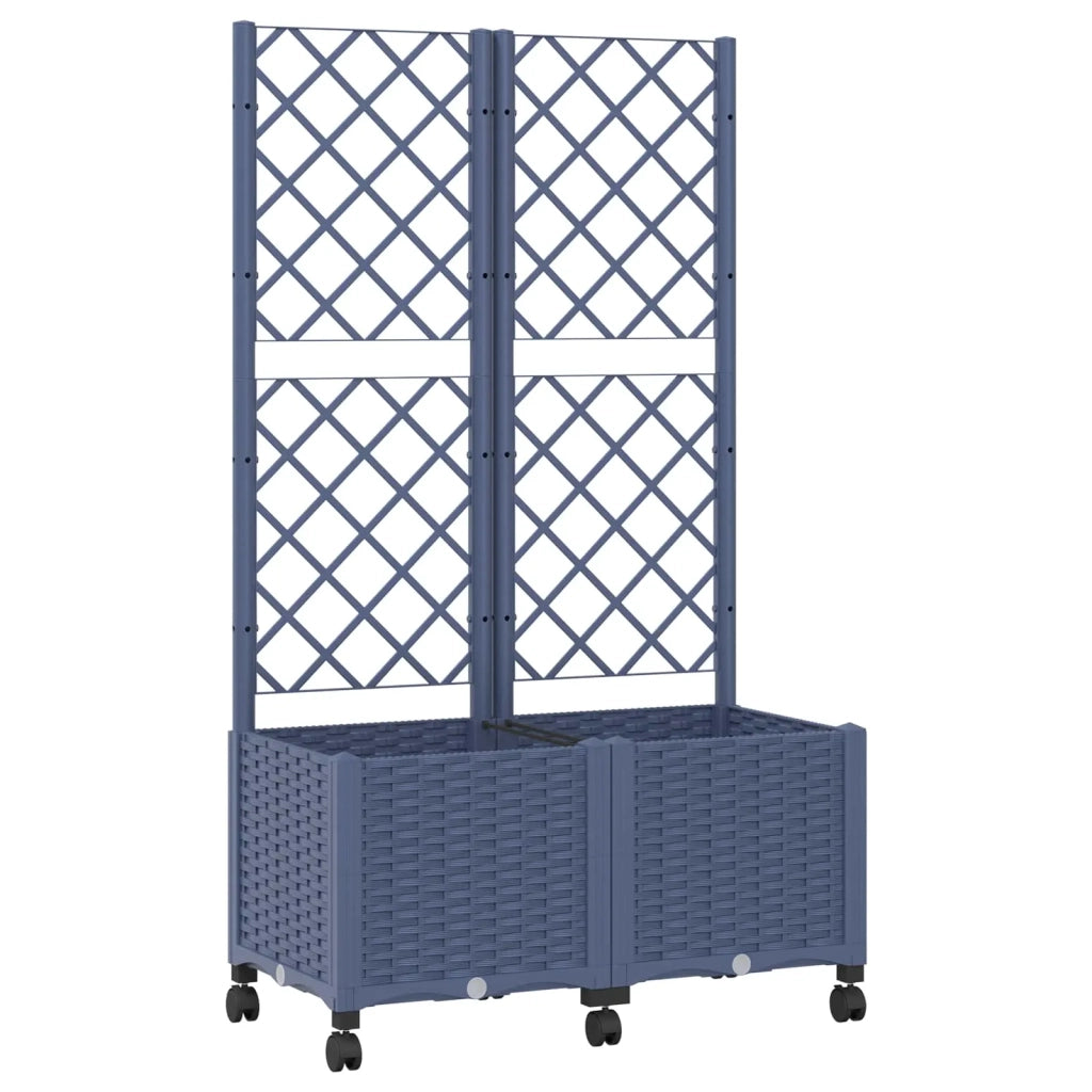 Vaso da giardino con grigliato e ruote Blu Grigio PP 3422971