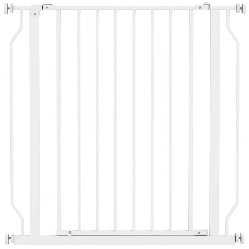 CANCELLETTO PER CANI ESTENSIBILE E REGOLABILE PER SCALE E PORTE, IN ACCIAIO E ABS, 75-85X76 CM, BIANCO
